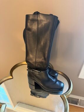Classic Naturalizer ELLIOT Women's Tall Leather Block Heel Boot - Black